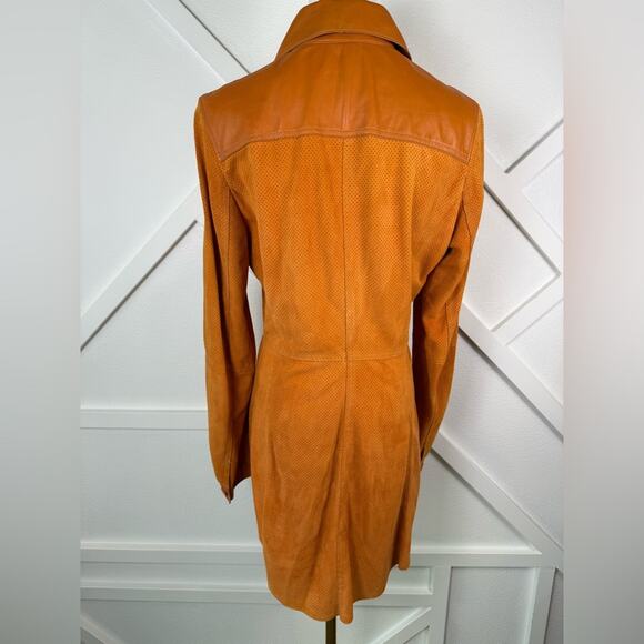 Vintage Debra C Beverly Hills Orange Perforated Leather Jacket Italian Sz 44 (M) - Picture 4 of 12